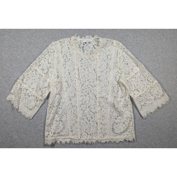 IRO Women Top Size 34 Yacinthe Lace Knit‎ Scalloped Hem Sheer Delicate Designer - Picture 1 of 11
